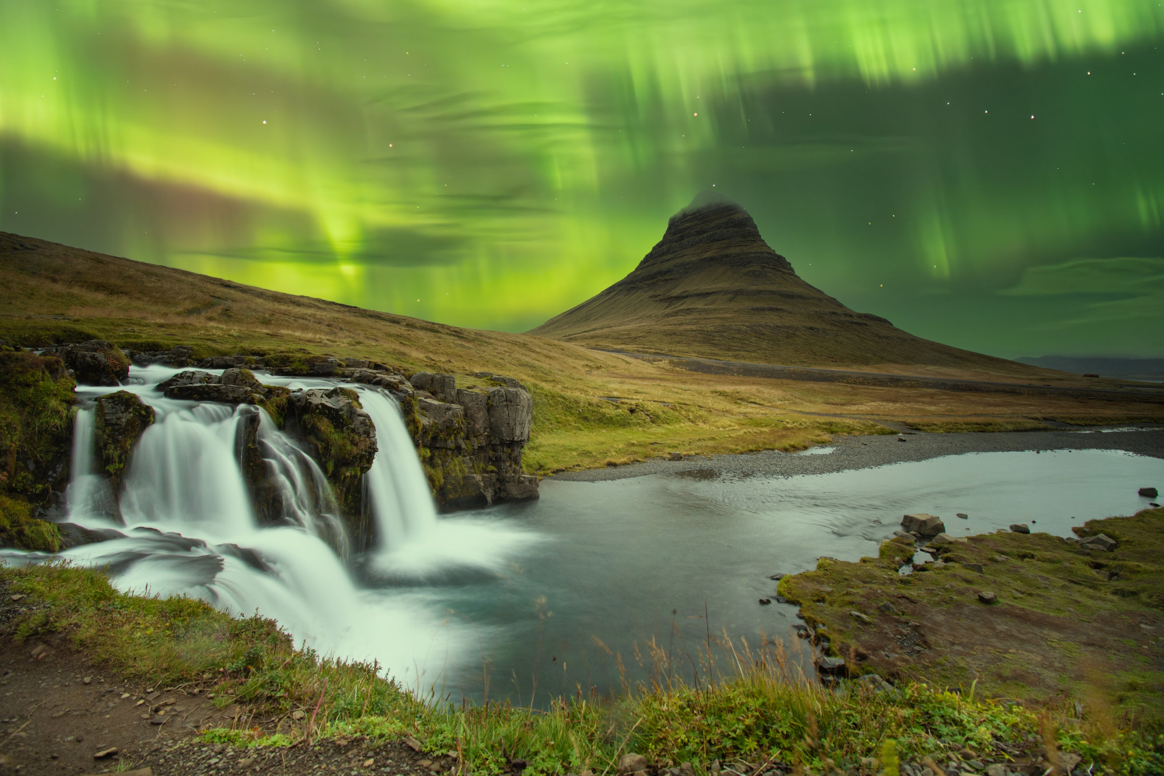 Iceland Northern Lights Waterfalls